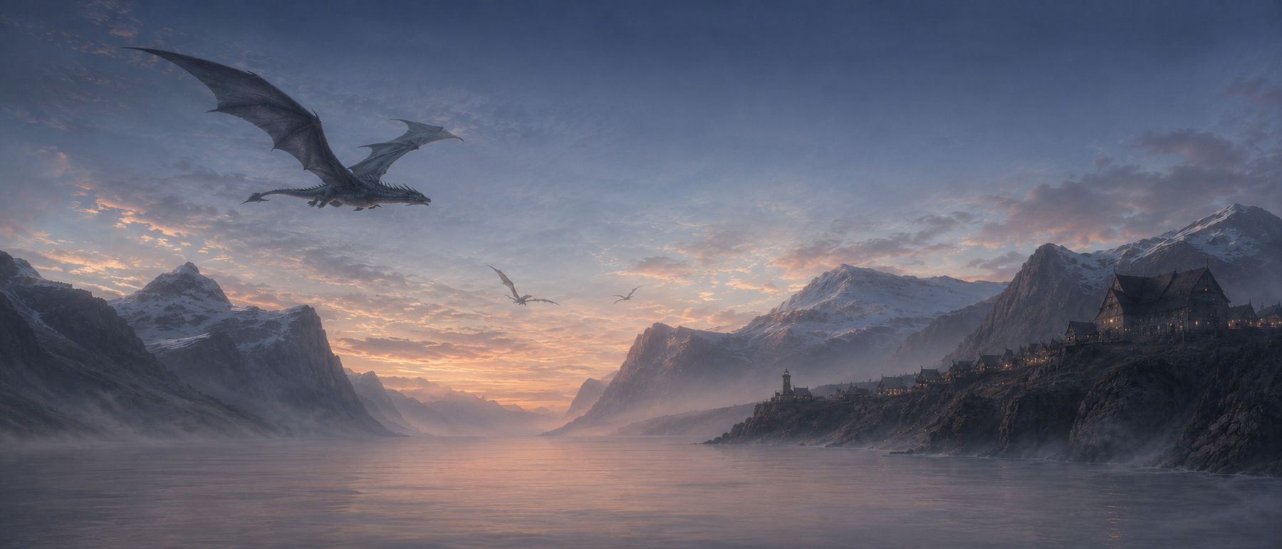 Painted dawn over the Berk fjord